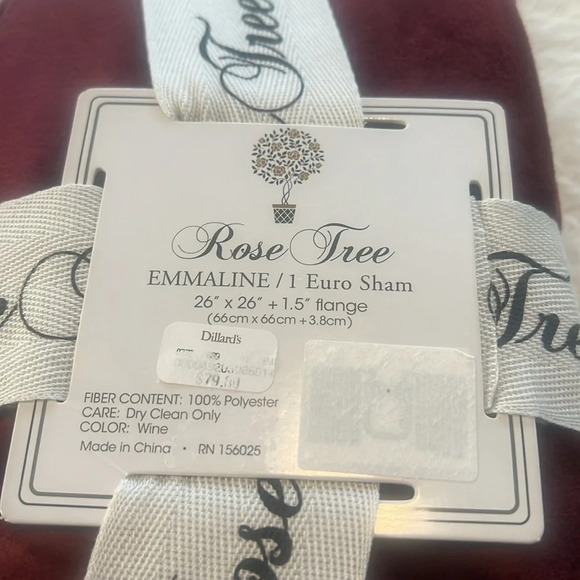 Rose Tree Emmaline Velvet Wine Embroidered Reversible Euro Shams (set of 2) NWT - Picture 4 of 10